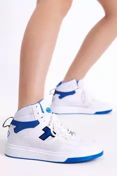 Унисекс белые саксофонные длинные кроссовки с удобной посадкой и шнуровкой на полиподошве TONNY BLACK