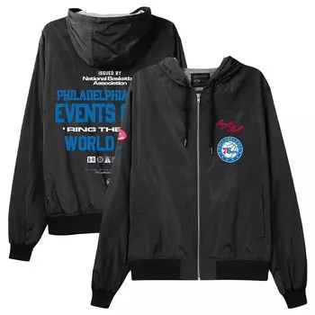 Унисекс Bleacher Report x Mitchell & Ness Black Philadelphia 76ers Backstage Crew Hoodie Куртка на молнии во всю длину
