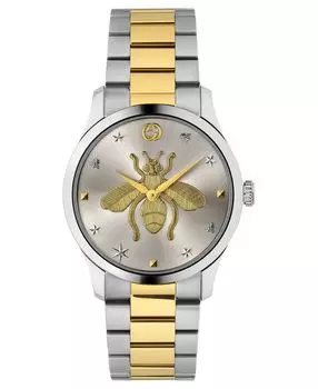 Унисекс часы G-Timeless с двухцветным браслетом из нержавеющей стали, 38 мм Gucci