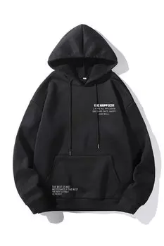 Унисекс ЧЕРНЫЙ Толстовка с капюшоном и принтом The Happiest Trendseninle