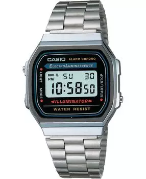 Унисекс цифровые часы-браслет из нержавеющей стали 32 мм Casio, черный
