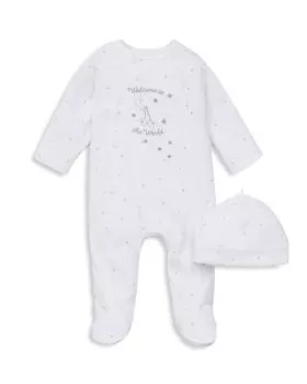 Унисекс Добро пожаловать в мир Footie &; Комплект шапок - детский Little Me, цвет White