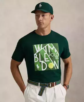 Унисекс классическая футболка с логотипом Wimbledon Polo Ralph Lauren, зеленый