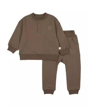 Унисекс комплект спортивного костюма Henley - для малышей, маленьких детей Pouf Baby, зеленый