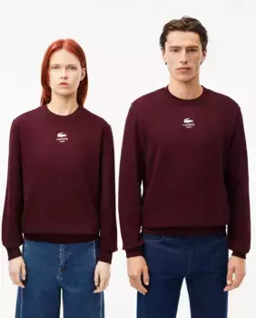Унисекс небрашированный плюшевый свитшот Lacoste, бордовый