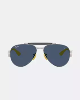 Унисекс овальные металлические солнцезащитные очки Ray-Ban, серебряный