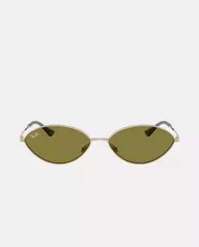 Унисекс овальные металлические солнцезащитные очки Ray-Ban, золотой