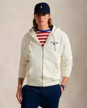 Унисекс Поло Спортивная толстовка с капюшоном Polo Ralph Lauren, кремовый