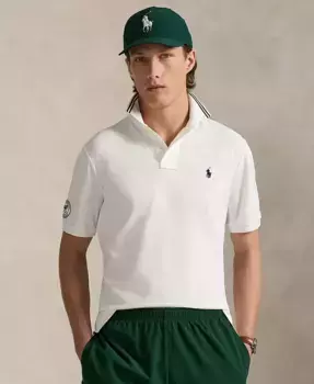 Унисекс поло Wimbledon Classic-Fit с эластичной тканью Polo Ralph Lauren, белый
