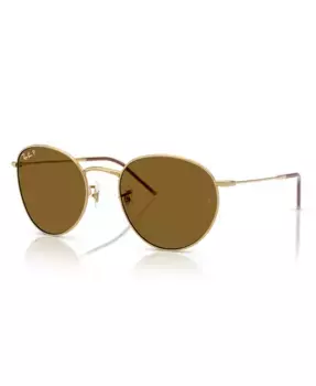 Унисекс поляризованные круглые солнцезащитные очки Reverse, RBR0103S Ray-Ban, золотой