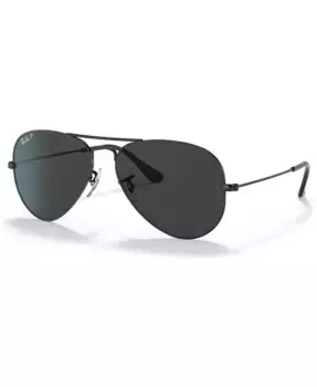 Унисекс поляризованные солнцезащитные очки авиаторы Total Black, RB3025 Ray-Ban, черный