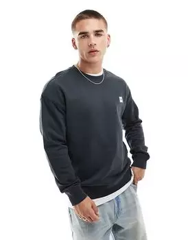 Унисекс рабочая одежда лейбл логотип толстовка свободный крой черный цвет выстиранный Lee