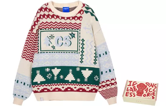 Унисекс-свитер с вышивкой «Рождественская елка» ICONS Lab, Ecru