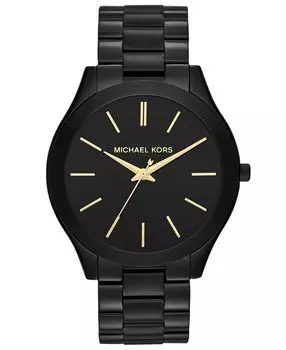 Унисекс Тонкие часы-браслет из нержавеющей стали черного тона, 42 мм Michael Kors