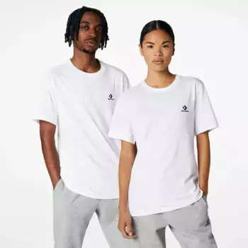 Унисекс Вышитая Звезда Шеврон Конверс Футболка Converse, белый