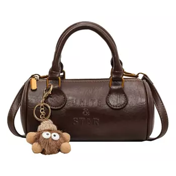 UNITE STAR Сумка цилиндрической формы из мягкой искусственной кожи, через плечо, женская, черная/кофейная/коричневая