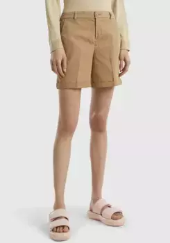United Colors of Benetton Bermudas, с небольшой отворотом по подолу, коричневый