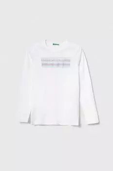 United Colors of Benetton Детская хлопковая футболка с длинными рукавами, белый
