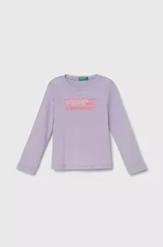 United Colors of Benetton Детская хлопковая футболка с длинными рукавами, фиолетовый