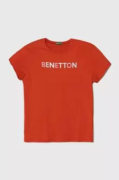 United Colors of Benetton Детская хлопковая футболка, оранжевый
