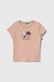 United Colors of Benetton Детская хлопковая футболка, бежевый