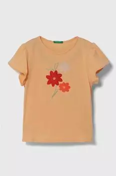 United Colors of Benetton Детская хлопковая футболка, оранжевый