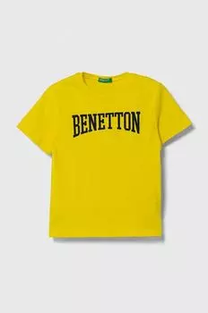 United Colors of Benetton Детская хлопковая футболка, желтый