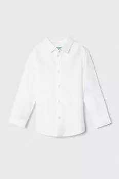 United Colors of Benetton Детская хлопковая рубашка, белый