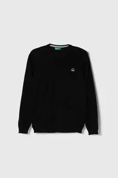 United Colors of Benetton Детский хлопковый свитер, черный