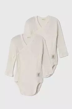 United Colors of Benetton Комплект из 2 хлопковых боди для малышей, бежевый