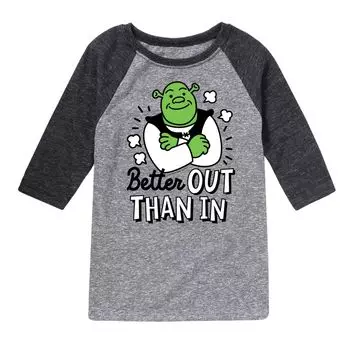 Универсальная футболка реглан с рисунком Shrek Better Out для мальчиков 8–20 лет Licensed Character