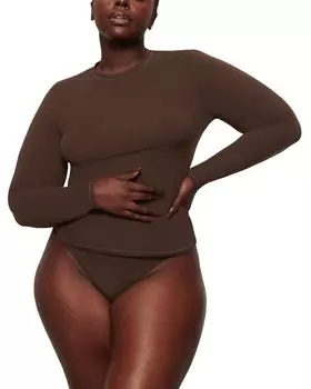 Универсальная футболка с длинным рукавом SKIMS, коричневый