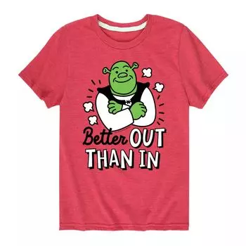 Универсальная футболка с рисунком Shrek Better Out для мальчиков 8–20 лет Licensed Character, красный