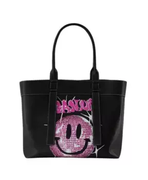 Универсальная сумка тоут из холщовой ткани кожа фантом Ganni, черный