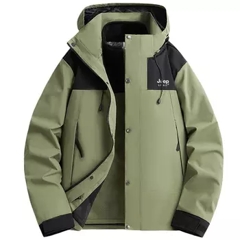 Универсальная водонепроницаемая и ветрозащитная куртка-ветровка для горных условий унисекс JEEP SPIRIT, Light Army Green/Black