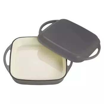 Универсальная жаровня Echtwerk, набор 2-в-1, чугунная кастрюля с крышкой, чугунная кастрюля, эмалированное покрытие, духовка-гриль, индукционная барбекю, серая, 1,5 л, цвет: серый