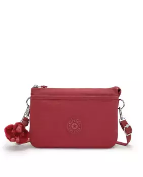 Универсальная женская сумка через плечо Kipling бордового цвета с удлиняющимся ремешком