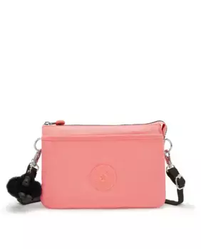 Универсальная женская сумка через плечо Kipling с удлиняющимся ремешком лососевого цвета
