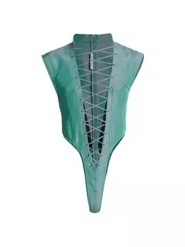 Универсальное боди на шнуровке LaQuan Smith, аква