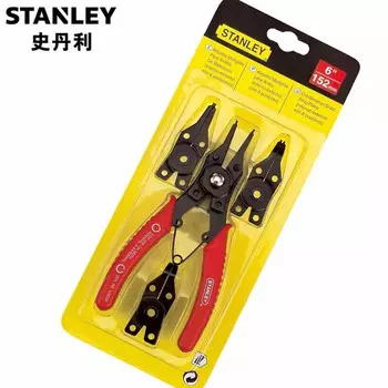 Универсальные клещи Stanley 84-168-22 для стопорных колец со сменной головкой и съемными кольцами, клещи для стопорных колец со сменной головкой, клещи для пружин и съемники для зубчатых колец.