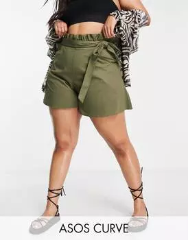 Универсальные шорты цвета хаки с поясом ASOS DESIGN Curve