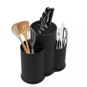 Универсальный блок для ножей 3в1 с держателем для столовых приборов без ножа черный easybuy