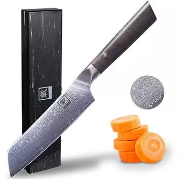 Универсальный дамасский нож Zayiko Professional Series I, лезвие 12 см, I ручка из кленового дерева