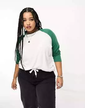 Университетская футболка белого и лесного цвета Noisy May Curve