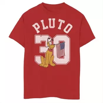 Университетская футболка Disney's Mickey & Friends для мальчиков 8–20 лет Pluto с американским флагом Licensed Character, красный