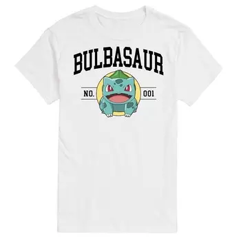 Университетская футболка с рисунком Big & Tall Pokemon Bulbasaur Licensed Character, белый