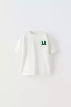 Университетская футболка ZARA, белый