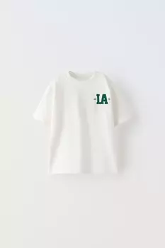 Университетская футболка ZARA, белый