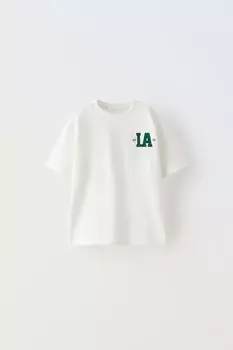Университетская футболка ZARA, белый