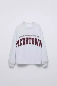 Университетская футболка ZARA, цвет ice